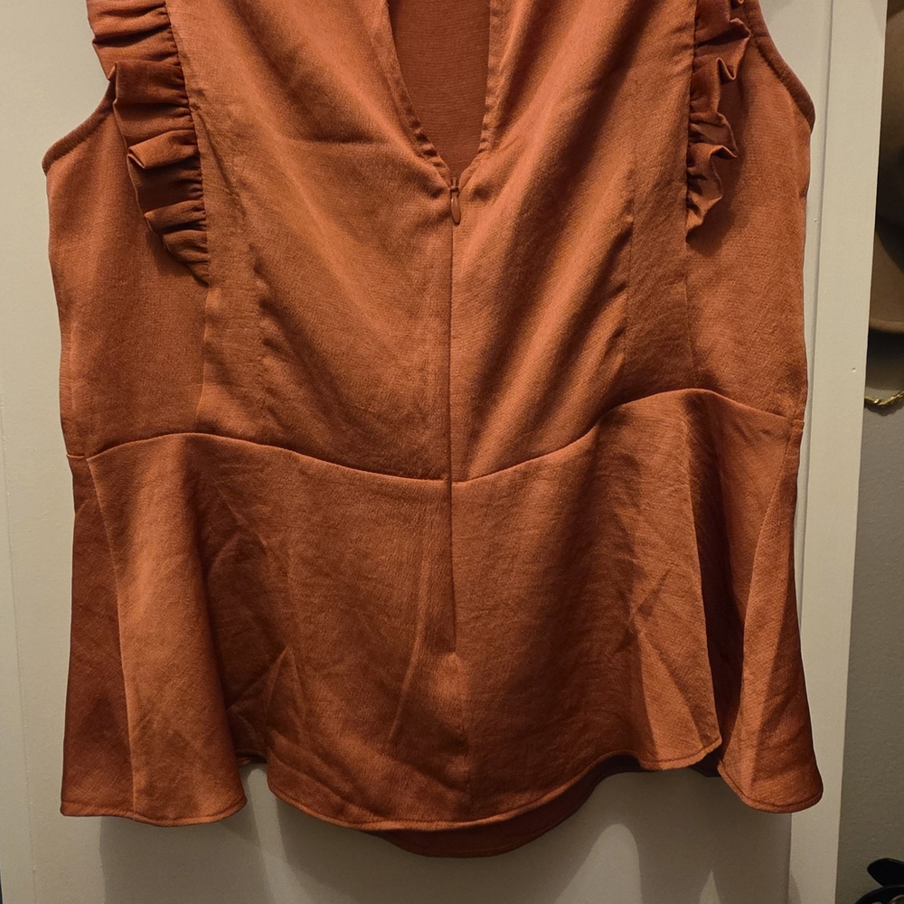 Express Rust Ruffled Blouse - Picture 2 of 3